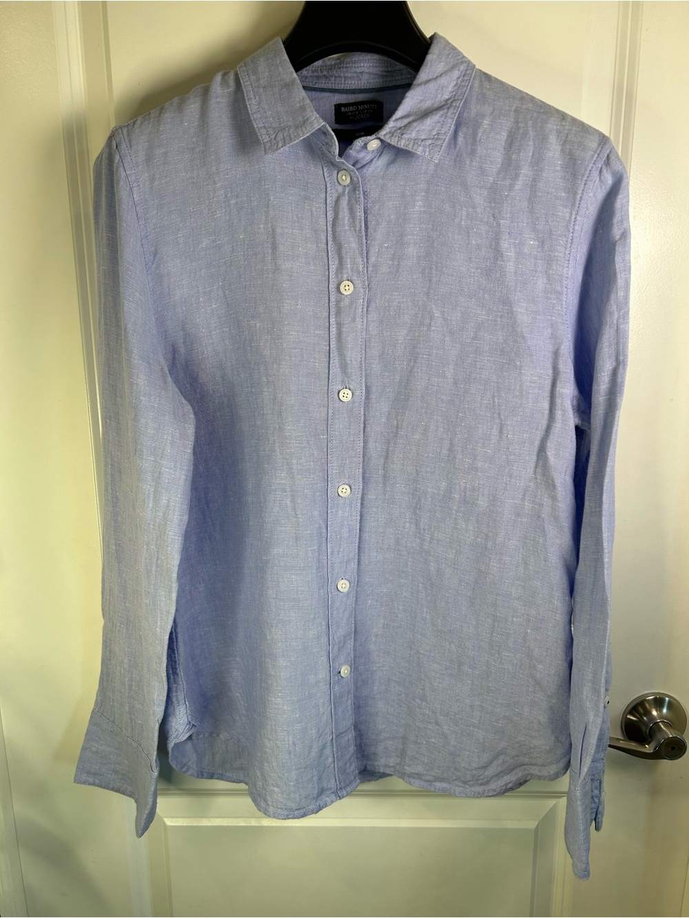J. Crew/Baird McNutt Light Blue Irish Linen Button-Down Women’s Shirt 8 Slim